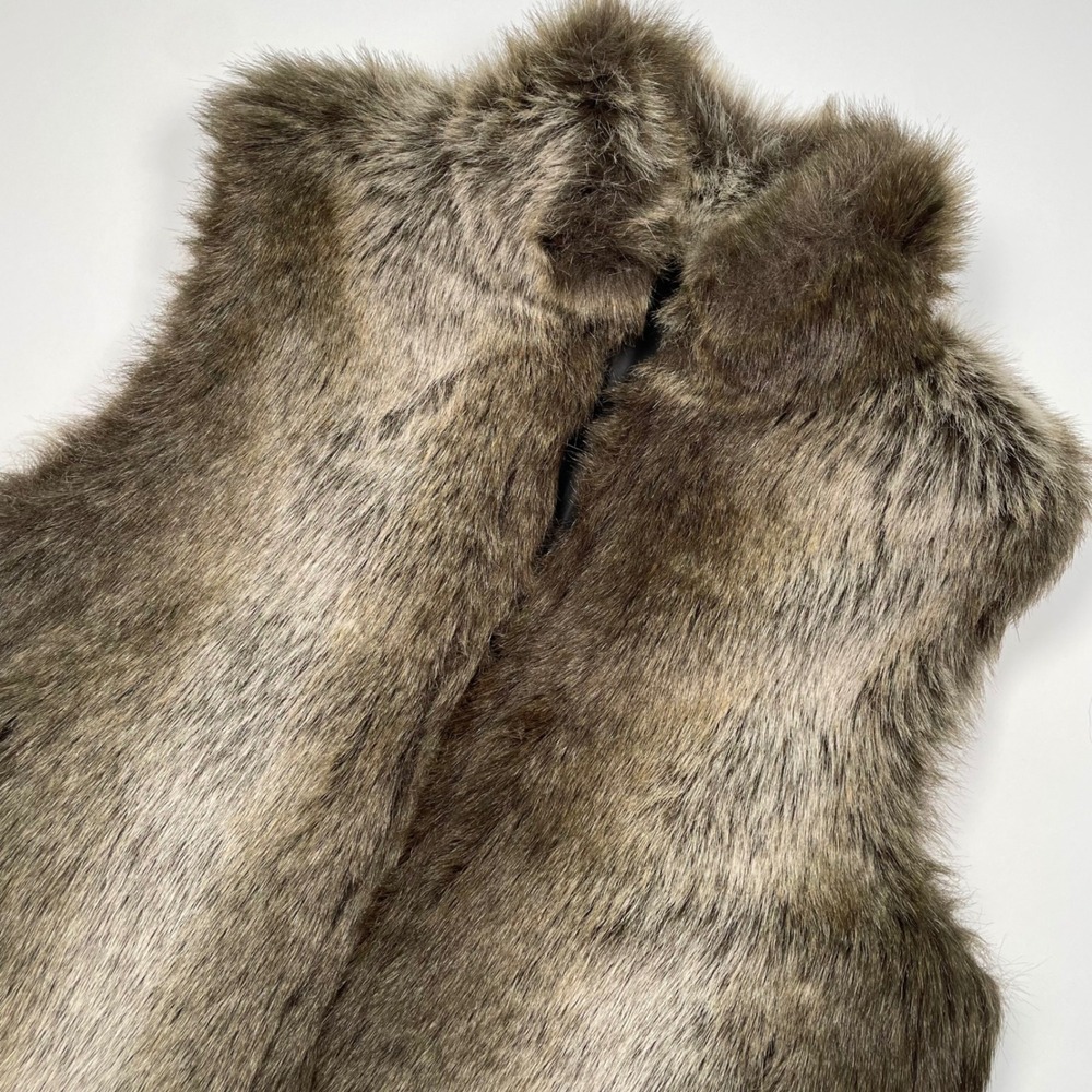 Blassport Reversible Faux Fur Vest Black Brown Grey Zip Front Womens Medium‎
